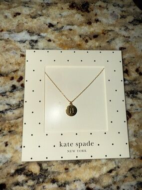 kate spade Gold Initial H Disc Necklace